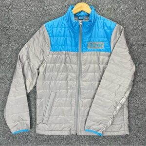 AT&T Jacket Adult M Gray Blue Quilted Softshell Full Zip Insulated Employee Crew